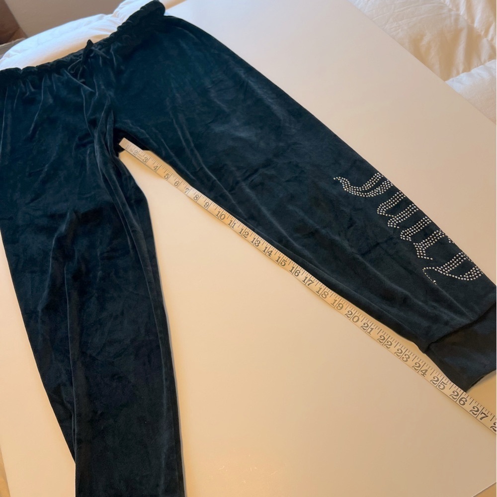 Juicy Couture embellished velour jogger pants, black, pull up size M - Picture 7 of 11